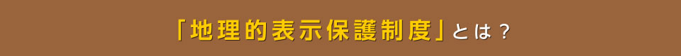 「地理的表示保護制度」とは？